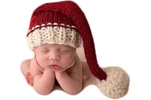 Vemonllas Christmas Newborn Photography Props Baby Photo Props Outfit Hat Newborn Photoshoot Xmas Santa Claus Red Hat