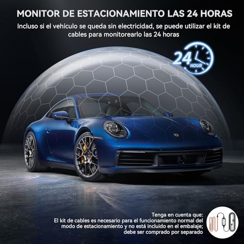 Gurkitsy Dashcam para Auto Frontal, 4K Mini Camara para Carro Wi-Fi, Compatible con WDR, Modo de Estacionamiento de 24 Horas, Tarjeta SD No Incluida, Cámara de Marcha atrás, Sensor G, hasta 128 GB