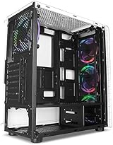 CiT Raider PC Gaming Case ATX Mid-Tower White 6 Halo Spectrum RGB Fans Tempered view 11