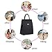 NovoLido Insulated Lunch Bag with Zipper, Reusable Lunch Box, Foldable Container Bag, Picnic Travel Office School Shopping Bag for Men Women Boys Girls Children Students Kids, Black (Black, Small)
