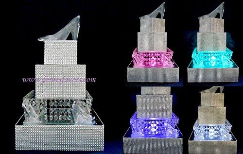 Shoe-A-Licious Princess Glass Slipper Acrylic Crystal Cake Stand for Birthday, Wedding anniversary, Engagement (8" Square)
