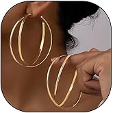 Large Double Circle Earrings Gold Plated Statement Circle Hoop Dangle Earring Geometric Hoop Stud Earrings for Women Trendy Jewelry Birthday Gifts