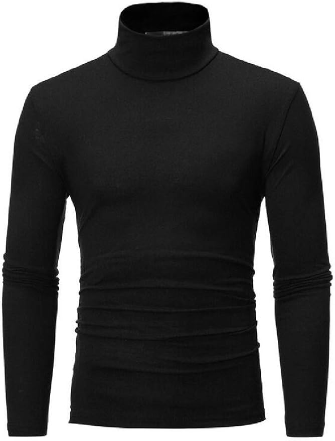 WAWAYA Mens Basic-Shirt Thermal Turtleneck Solid Color Long Sleeve Slim Fit T-Shirt Tee Top 