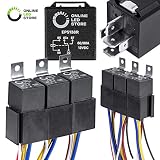 ONLINE LED STORE 5 Pack Bosch Style 5-Pin 12V Relay Kit [60/80 Amp Heavy Duty] [Interlocking Harness Socket Holder] [12 AWG Hot Wires] [SPDT] 12 Volt Automotive Relays for Auto Fan Cars