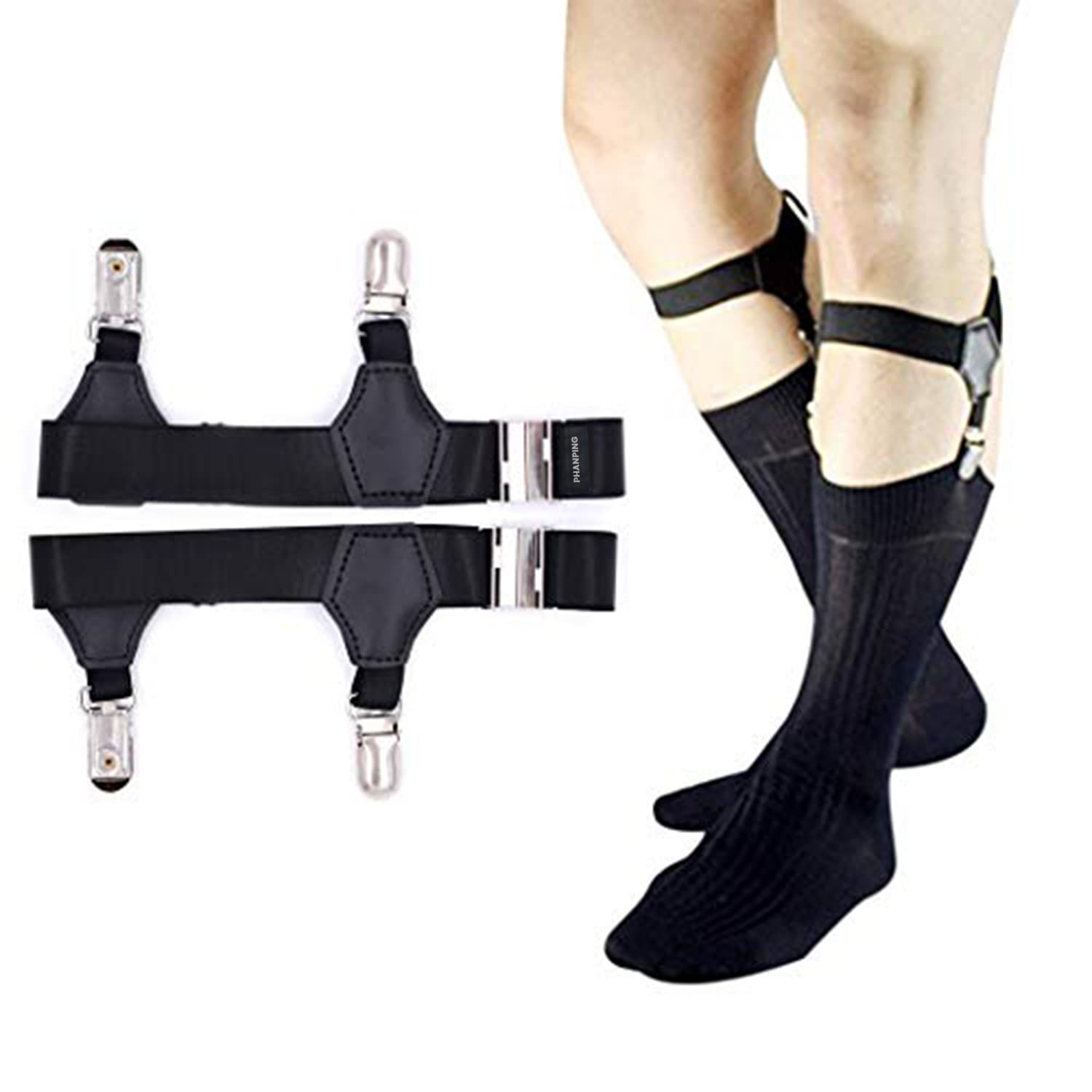 Mens Sock Garters Belt Adjustable 2-pack Sturdy Clip Suspenders Mens Sock Garters Belt Adjustable 2-pack Sturdy Clip Suspenders