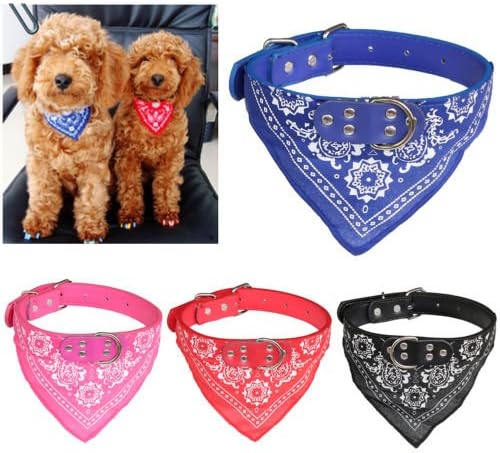 Adjustable Pet Dog Puppy Cat Neck Scarf Bandana with Collar Neckerchief by Aquiver ,Random Color (M)