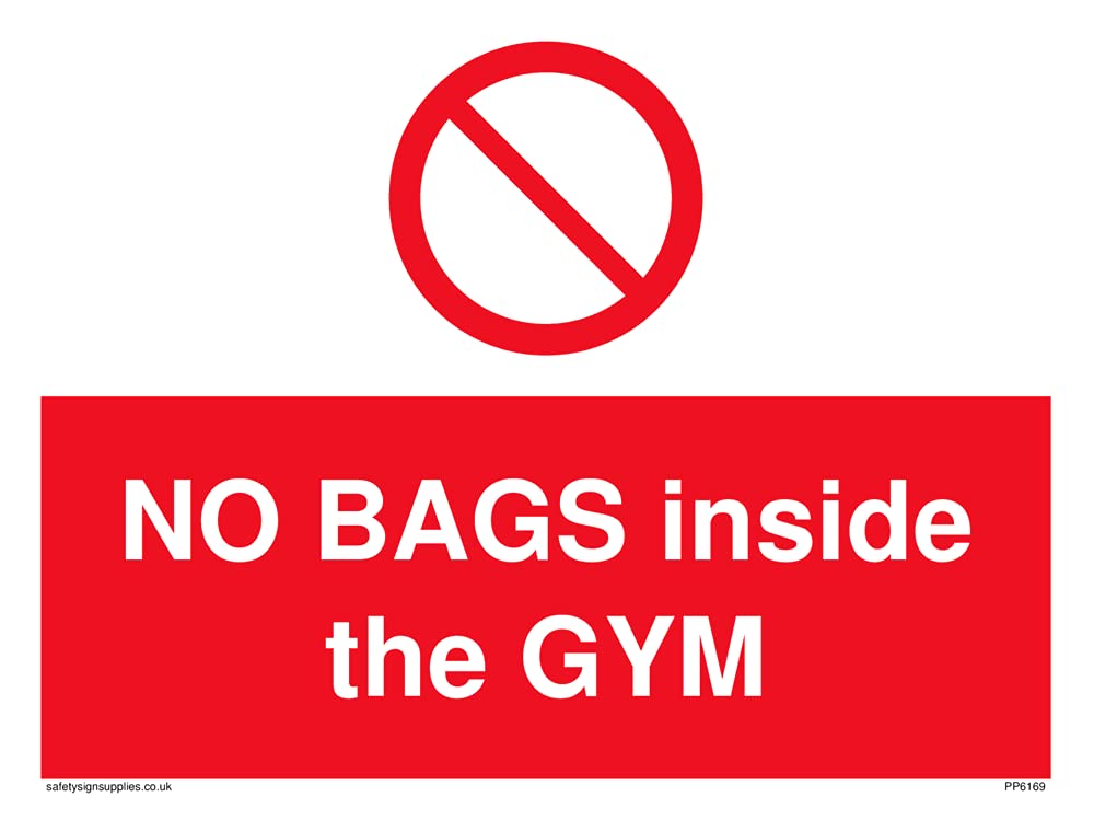 Pack of five - NO BAGS inside the GYM Sign - 200x150mm - A5L