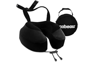 Cabeau Airplane Travel Pillow for Long Flights - Evolution S3 - Supportive Memory Foam with Seat Straps to Secure Your Head and Neck and Provides 360° Support (Jet Black)