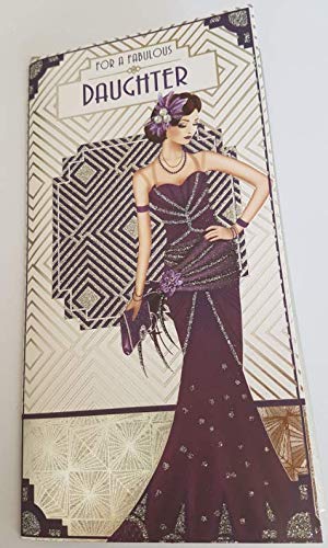 Art Deco Lady - Daughter - Glittered Slim Birthday Card
