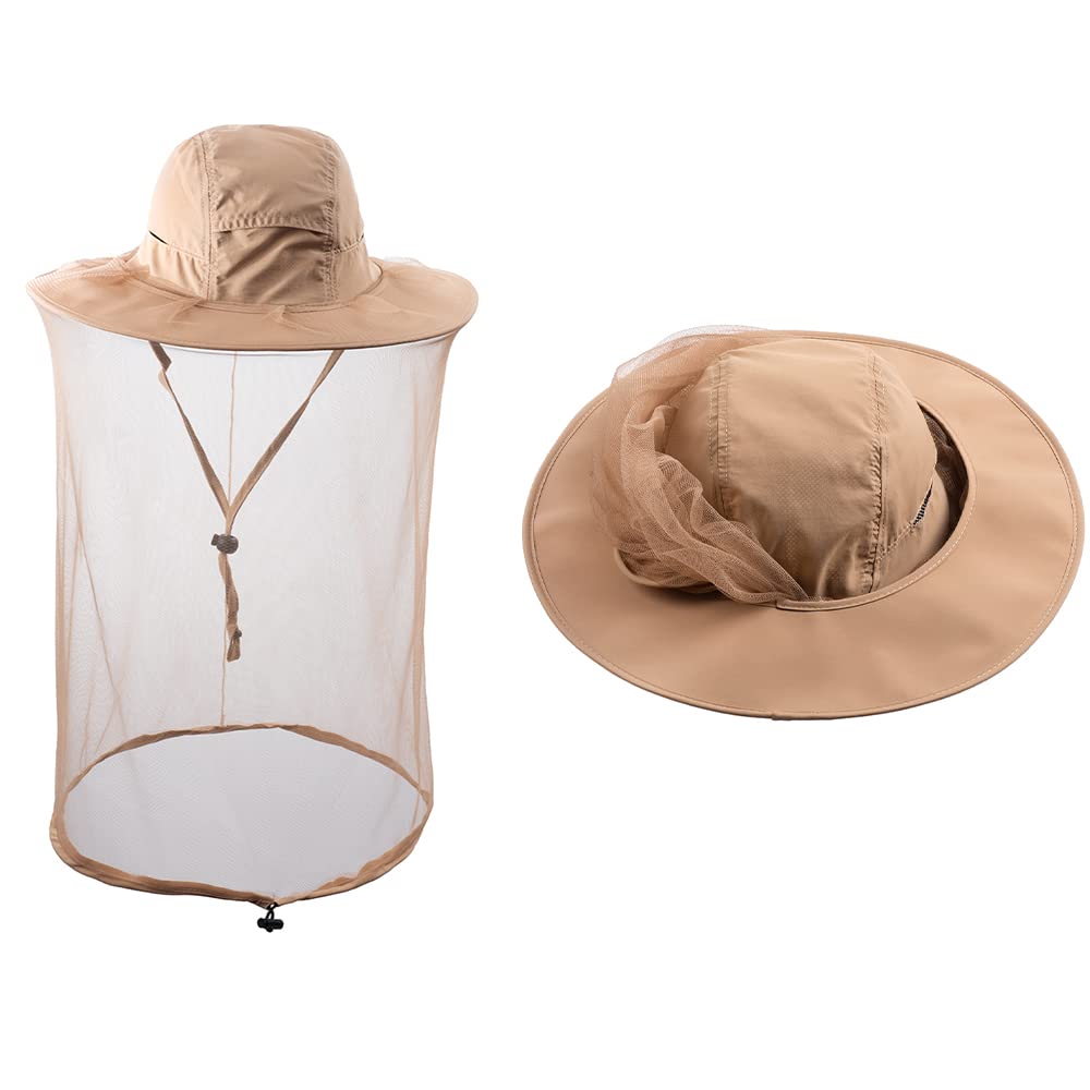 HunterBee Mosquito net hat bug insect hats with netting Beekeeper beekeeping bee veil hat safari hiking Gardening mesh cap hood