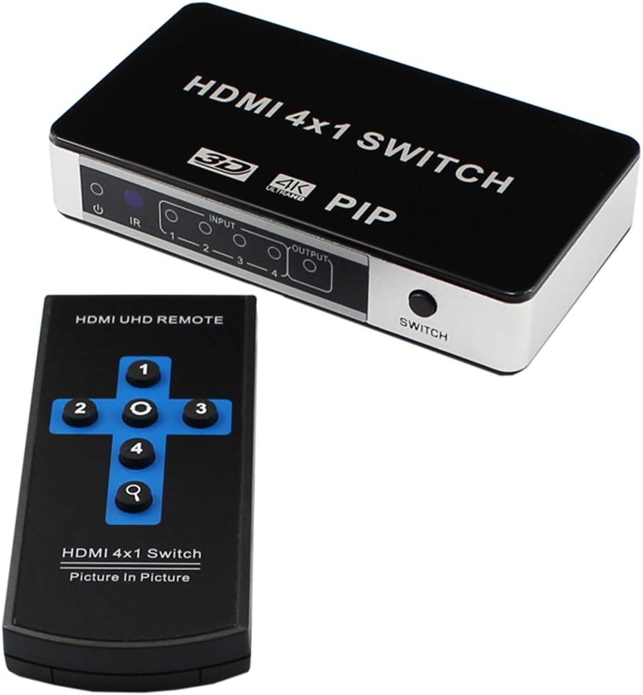 HDMI Switch 4x1 4K@30Hz 4 in 1 Out HDMI Picture in picture 4 port hdmi Switcher Selector Full HD 1080P With Remote Control