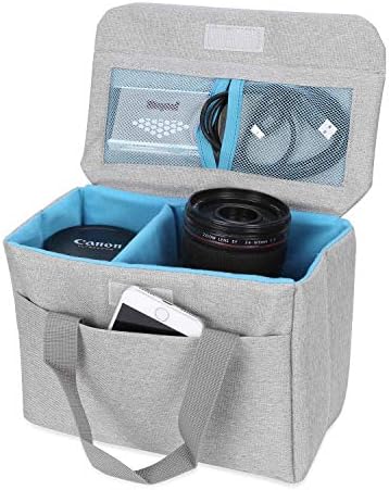 BAGTECH Camera Bag Insert DSLR SLR Camera Protective Gear Bag Shockproof Lens Protection Case Padded Dividers for Canon Nikon Sony Fuji Olympus (Gray)