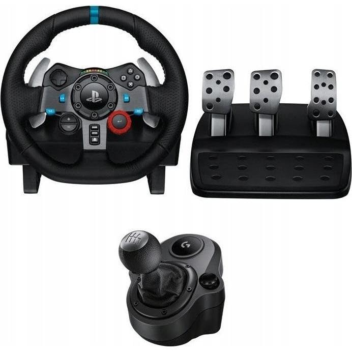 Logitech G G29 SE Driving Force Racing Steering Wheel and Pedals, Force Feedback, Genuine Leather Driving Force Shifter - for PS5, PS4 and PC, Mac - Black