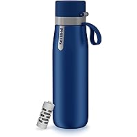 Philips Water GoZero Everyday Insulated Stainless Steel Water Bottle with Philips Everyday Tap Water Filter BPA Free Transfor