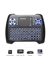 anewish USB Mini teclado retroiluminado con Touchpad 2.4 GHz Bluetooth remoto inalámbrico con Android TV Box, keyboard