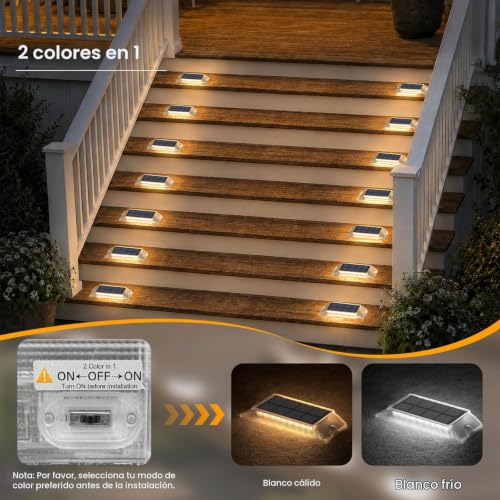 Lacasa Solar Lights LED Outdoor Garden Pack of 4, Waterproof Outdoor Solar Lamp for Garden, Path, Steps, Terrace, Driveway and Pool, LED 2 in 1 Warm White and Cool White