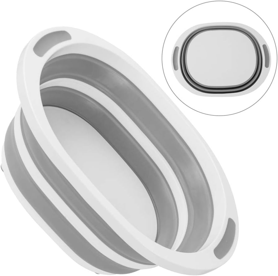 Amazon 洗い桶 折りたたみバケツ 洗濯かご 洗面器 シリコン製 多機能 持ち運び 足湯 掃除 洗濯 収納便利 キッチン用 アウトドア用 北欧デザイン グレー 約8ｌ 洗い桶 オンライン通販