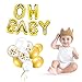 ANYI16 Gold OH BAbY Letter Balloons(16 Inch), Mylar Foil Letter Balloons for Baby Girl Boy Shower Decorations Backdrop