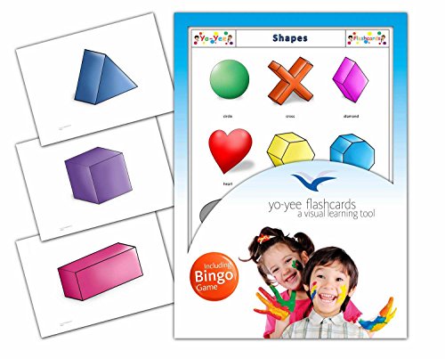 Shapes Flashcards in English with Matching Bingo Game Cards in One Set - Vocabulary Picture Cards for Babies, Toddlers, Kids and Children - Size 4.13  5.83 in - DIN A6