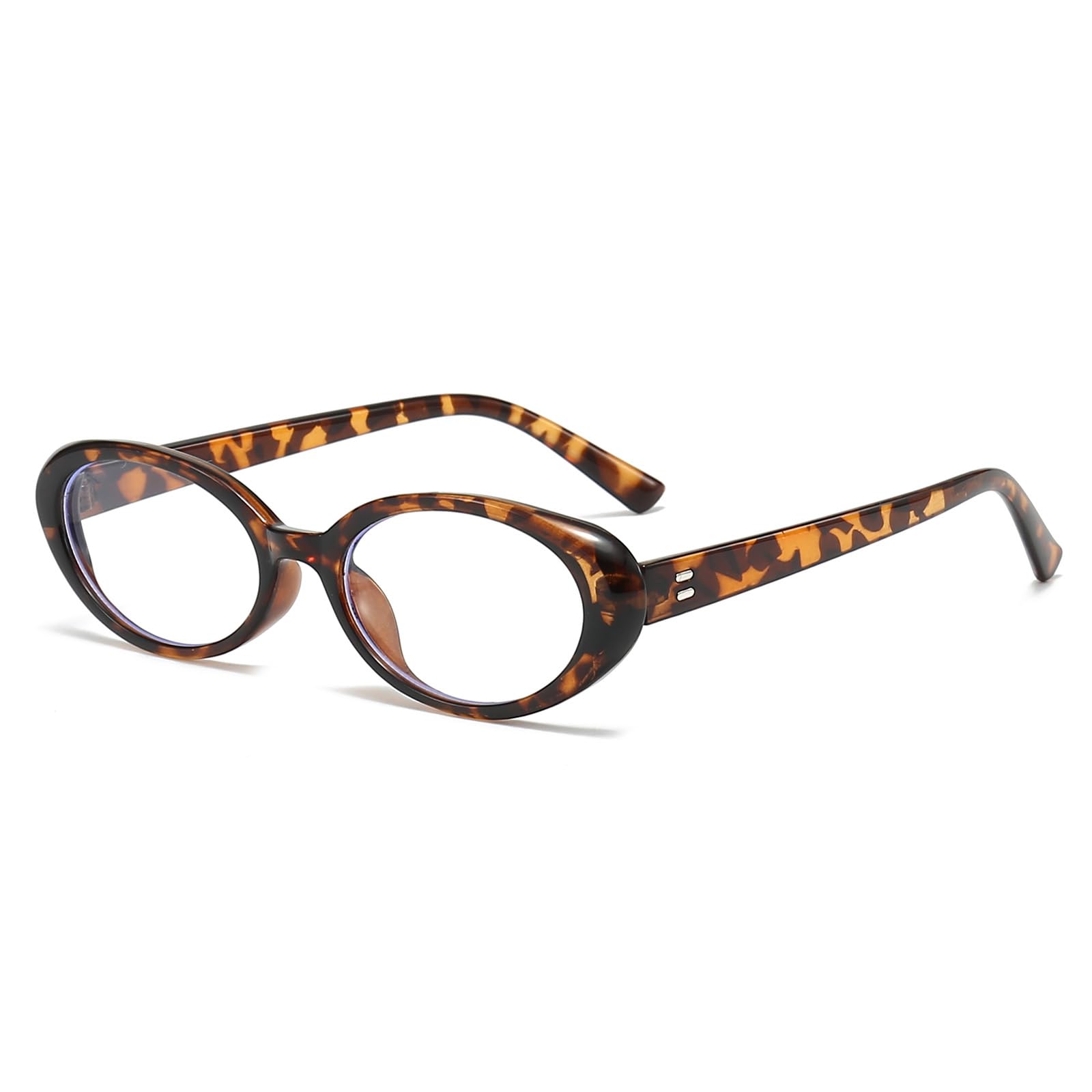 Photo 1 of LJCZKA Oval Blue Light Blocking Glasses for Women Men Retro Small Oval Frame Glasses Fashion Computer Gaming Eyeglasses (Leopard)
