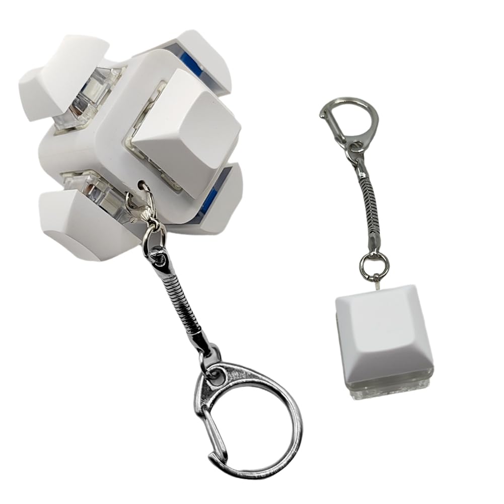 CTALBFF Keyboard Fidget Toy Keyboard Fidget Keychain Decompression Toys Keyboard,Cute Button Fidget Keychain,Keyboard Fidget Clicker Toy for Adults Teens(White)