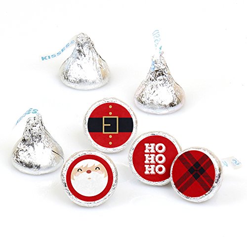 Jolly Santa - Round Candy Christmas Party Sticker Favors â€“ Labels Fit Hersheyâ€˜s Kisses (1 sheet of 108)