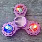 STRESS SPINNER LED Tri Fidget Finger Gyro Stress Reducer EDC ADHD Focus Toys High Speed for Killing Time(Pink)
