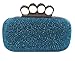 Chicastic Glitter Metallic Duster Four Ring Knuckle Clutch Evening Purse With Rhinestones