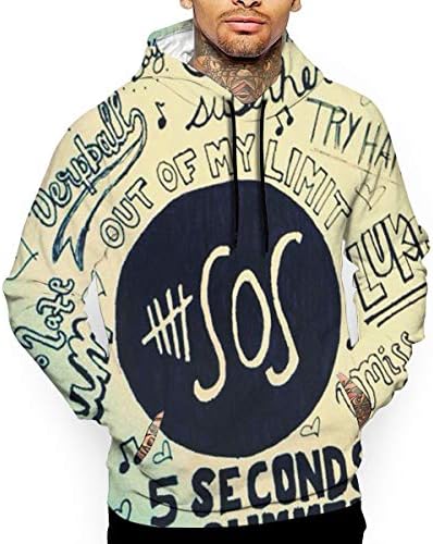 BLAZANB 5 S-O-S Hoodie Cool Long Sleeve Sweatshirt 5 Second Summer Hooded Sweatshirt, Men