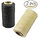 Mmei 2pcs 284yd 150D 1mm Sewing Waxed Thread Hand Stitching Cord for Leathercraft DIY (1 pc Black and 1 pc Beige)