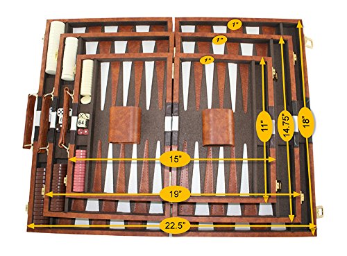Top Backgammon Set - Classic Board Game Case - Best Strategy & Tip Guide - Available in Small, Medium and Large Sizes By Get the Games Out (Brown, Medium)