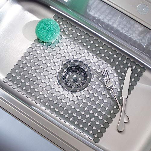 mDesign Kitchen Sink Dish Drying Mat/Grid Soft Plastic Sink Protector