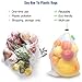 OTAGO 21 Packs Reusable Mesh Produce Bags,Nature-Friendly Washable and See Through with Colorful Drawstring Tare Weight Tags for Shopping,Fruits,Vegetable(3 Sizes-7 Large & 7 Medium & 7 Small)
