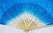 WEISIPU Hand-Made Faux Silk Belly Dance Fan Veils - Bamboo Long Fans Veils Available in 8 Stunning Colors for Dance Performances Right Hand （Blue）