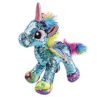 Athoinsu Flip Sequin Stuffed Unicorn Plush Toy with Reversible Glitter Sequins Sparkle Christmas Thanksgiving Day Gifts for Kids Toddlers, Blue, 13