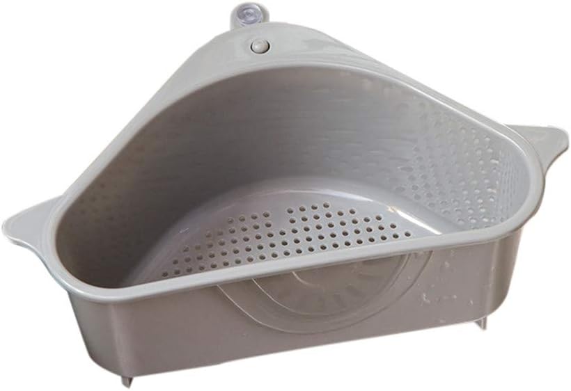 Sink Basket, Triangle Storage Holder Multifunctional Drain Shelf Sucker Sink Storage Rack Drain Rack Organizer Hanging Shelf for Kitchen Bathroom (Gray)