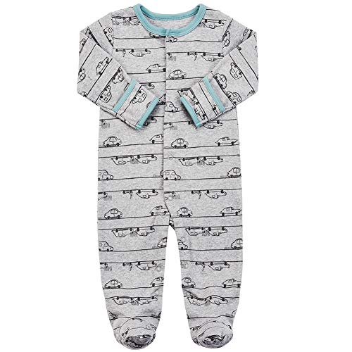 Baby Footed Pajamas with Mittens - 3 Packs Infant Girls Boys Footie Onesies Sleeper Newborn Cotton Sleepwear Outfits (3-6 Months, Car Style)