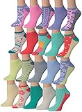 Tipi Toe Women's 20 Pairs SUMMER Fashion Trends Colorful No Show Socks Low Cut Socks, (sock size 9-11) Fits shoe size 6-9, NS87-88