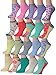 Tipi Toe Women's 20 Pairs Colorful Patterned Low Cut/No Show Socks (NS87-88)