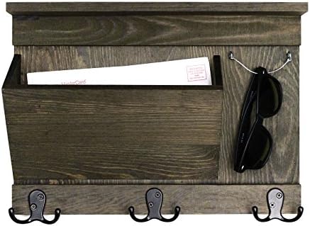 Kaizen Creations Entryway Organizer - Mail Keys Sunglasses Holder - Rustic Wall Mount - Mocha