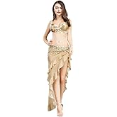 Belly Dancer Costumes for Women Belly Dance Bra and Belt Set Belly Dance Skirt Gold Sexy Dancing Outfit Carnival