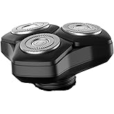 Flynth Electric Shaver Replacement Heads, Black Stainless Steel, 3 Blade Rotary Floating Head, Battery Powered, Compatible with Flynth Shavers, Waterproof Design for Facial Hair