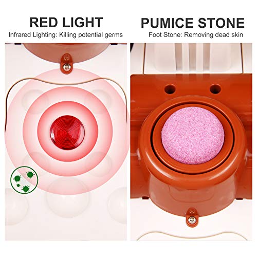 ACEVIVI Foot Spa Bath Massager with Heat and Massage and Bubble Jets, Motorized Shiatsu Massage Ball + Motorized Maize Roller + Rotatable Pedicure Stone, Red Light, Adjustable Time & Temperature,LED