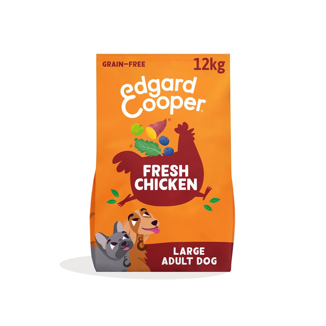 Edgard Cooper Grain Free Dog Food Dry, (Chicken 12kg), Natural Kibble Dry Dog Food for Adults, Gluten-Free, Hypoallergenic, with Fresh Meat & Amino Acids