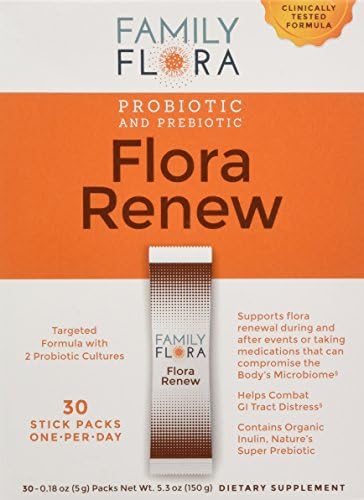 Family Flora Renew Probiotic and Prebiotic Stick-Packs,  30 Count