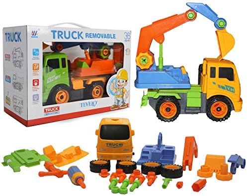 Tevelo Take A Part Excavator 2-Toys-in-1 DIY Construction Truck Toy, Stem Fun Educational Engineering Learning Tools Pretend Play Set Best Gift for Kids Ages 3 & Up