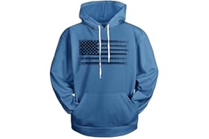 H HYFOL Graphic Hoodies for Men USA Flag American Patriotic Long Sleeve Pocket Pullover Sweatshirts