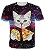 Uideazone men's Galaxy Cat Eat Pizza Short Sleeve T-shirt Tee Tops,cat3,Asia L= US M