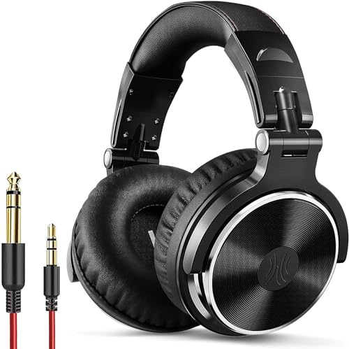 Oneodio Casque Audio Filaire Dj Piano Guitare Avec Micro, Hi-Res Audio Extra Basse Son, Léger Confort Pliable Casques Avec Share-Port, 2 Câbles - Headphone Pour PC Studio Monitor Amp Pro-10