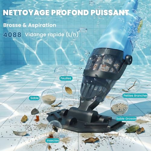 Wireless Pool Vacuum with 90 Min Battery Life Pool Vacuum 4088 L/H Strong Suction Power Fast Dirt Removal Floor Vacuum for Above Ground Pool